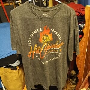 Uncle Freddy's Gray Graphic Tee - Hot Chicken Design